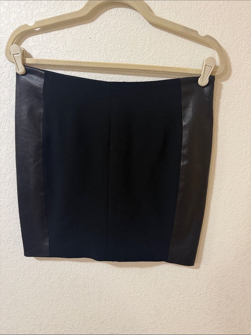 rag & bone Black Mini Skirt with Leather Side Panels